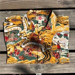 Island of Aloha Hawaiian Print Camp Shirt - Yellow Green